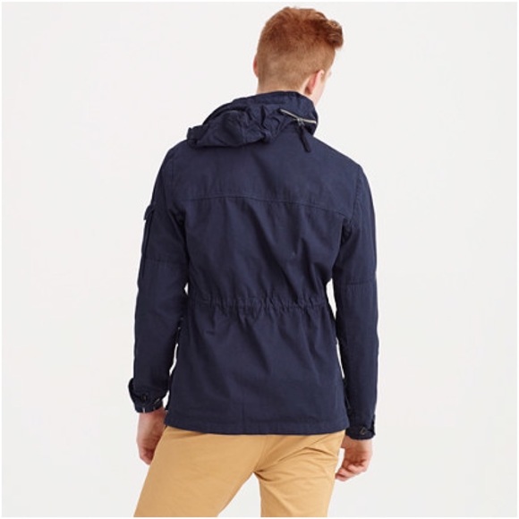 New J. CREW Medium Men's Field Mechanic Jacket Navy Blue Coat Hooded Military M - Picture 6 of 11